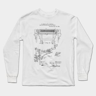 Loom for weaving double pile fabric Vintage Retro Patent Hand Drawing Funny Novelty Gift Long Sleeve T-Shirt